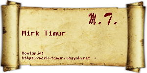 Mirk Timur névjegykártya